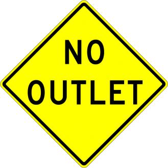 No Outlet Warning Sign - W14-2
