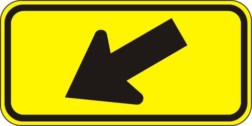 Diagonal Downward Arrow Left Sign - W16-7PL