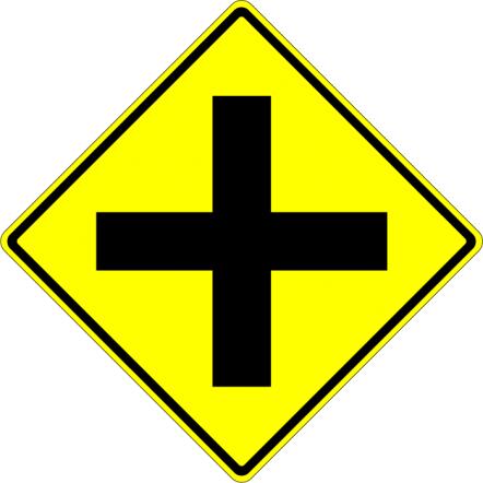 Cross Road Sign - W2-1