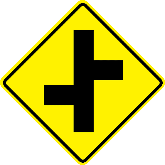 Offset Side Roads Left Sign - W2-7L
