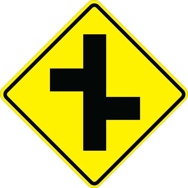 Offset Side Roads Right Sign - W2-7R