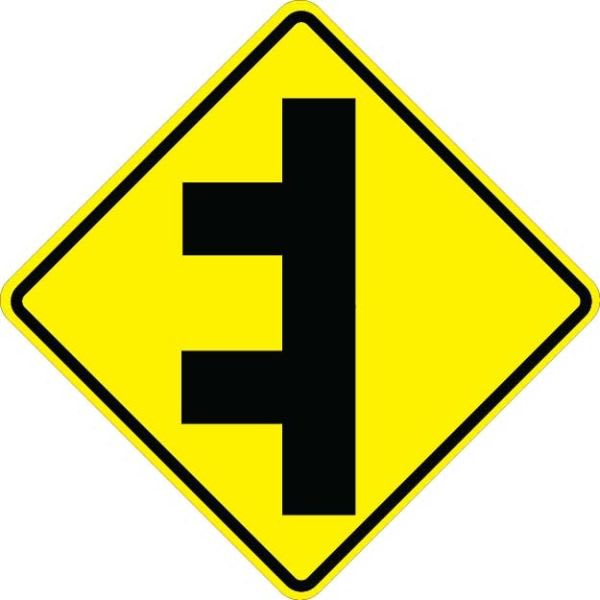 Two Side Roads From Left Sign - W2-8L