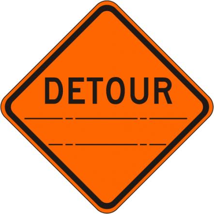 Detour (distance) Sign  - W20-2