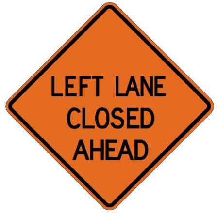 Left Lane Closed Ahead Roll-Up Construction Signs - W20-5L-RU
