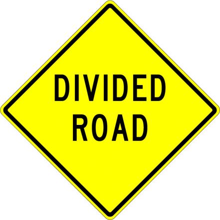 Divided Road Sign  - W6-1B