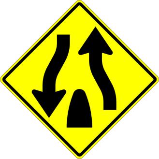 Divided Highway Ends (symbol) Sign - W6-2
