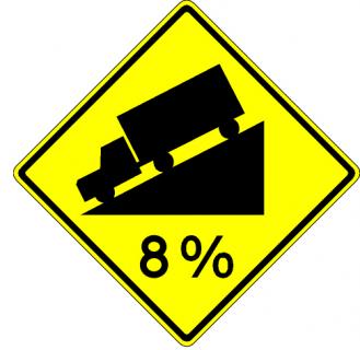 Hill (with % grade) Sign - W7-1b