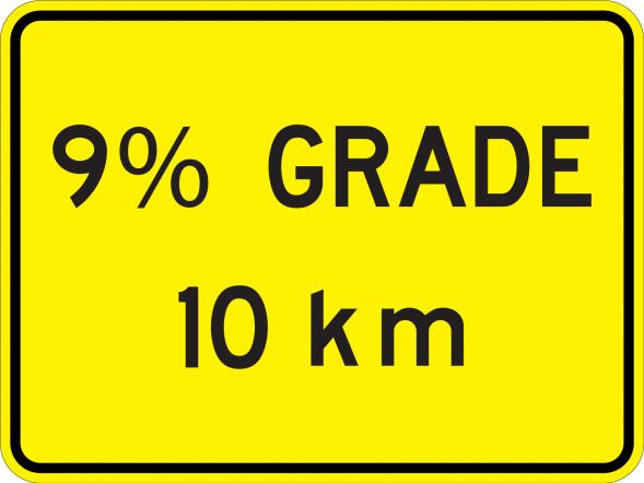 Percent Grade (distance) KM Sign - W7-3DKM