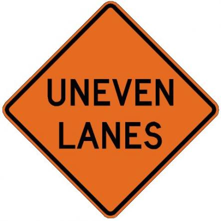 Uneven Lanes Roll-Up Construction Signs - W8-11-RU