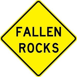 Fallen Rocks Sign - W8-14