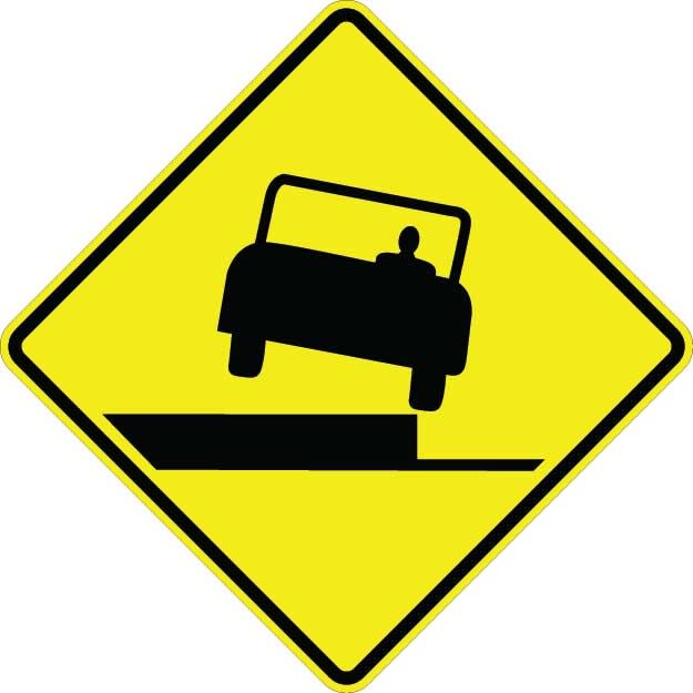 Shoulder Drop Off Symbol Sign - W8-17