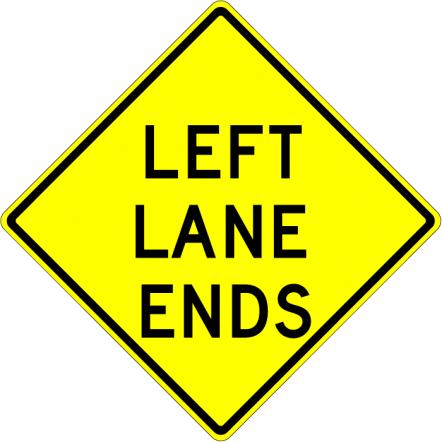 Left Lane Ends Sign - W9-1L