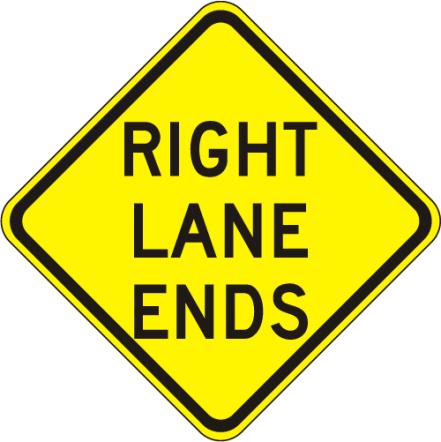 Right Lane Ends Sign - W9-1R