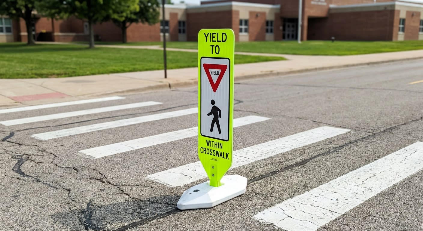 In-Street Schoolchildren Crossing Sign - R1-6b
