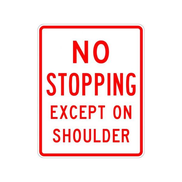 No Stopping Except On Shoulder Sign - R8-6 - View 2