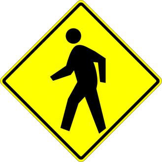 Yellow Pedestrian Crossing Sign - W11-2