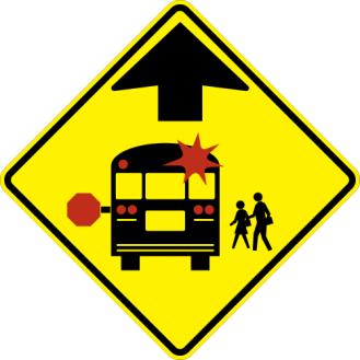 School Bus Stop Ahead Symbol Sign - S3-1b