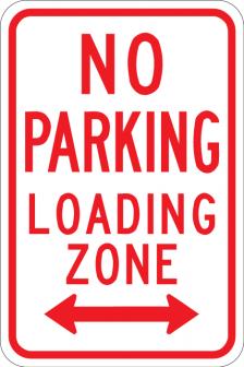 No Parking Loading Zone Arrow Sign AR-205 on reflective aluminum