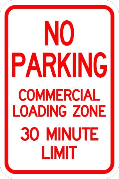 No Parking Commercial Loading Zone Sign AR-214 on reflective aluminum