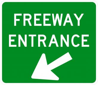 Freeway Entrance With Arrow Sign D13-3a