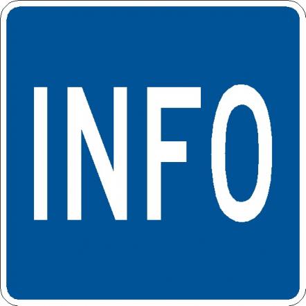 D9-10A Tourist Information Sign with white text on blue reflective aluminum
