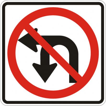 No U-Turn or Left Turn regulatory sign R3-18