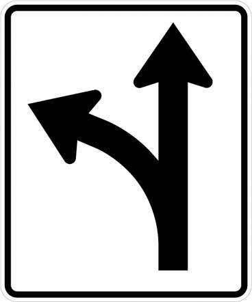 Left Turn or Straight lane control sign R3-6L