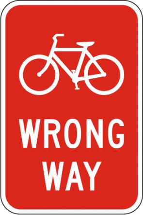 Bicycle Wrong Way Sign R5-1b regulatory sign for bike lanes
