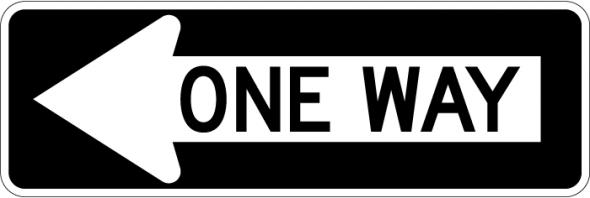 One Way Left Sign R6-1L on reflective aluminum