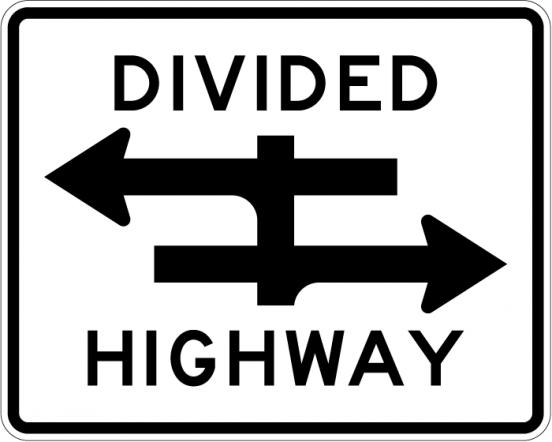 Divided Highway Crossing Sign R6-3