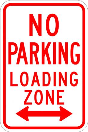 No Parking Loading Zone Sign R7-6 on reflective aluminum