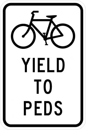 Bikes Yield to Peds Sign R9-6 on reflective aluminum