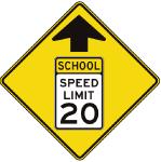 School Speed Zone Ahead Sign S4-5 on yellow reflective aluminum