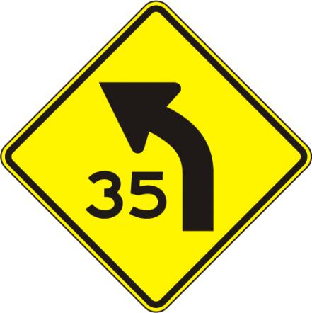 Curve Advisory Speed Left Sign W1-2AL