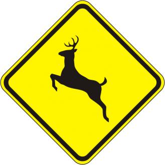 Reflective yellow diamond deer crossing sign W11-3