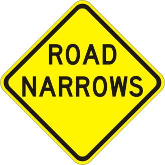 Road Narrows Sign W5-1 diamond yellow warning sign