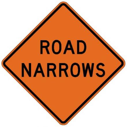 Road Narrows Roll-Up Construction Sign W5-1-RU for work zones