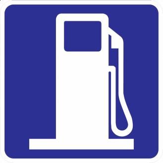 D9-7 Gas Symbol Sign on blue motorist service background