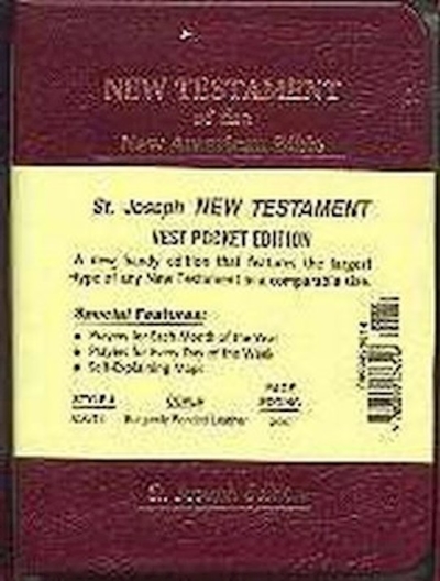 NCB St. Joseph Edition Vest Pocket New Testament-Burgundy Bonded Leather | SHOPtheWORD