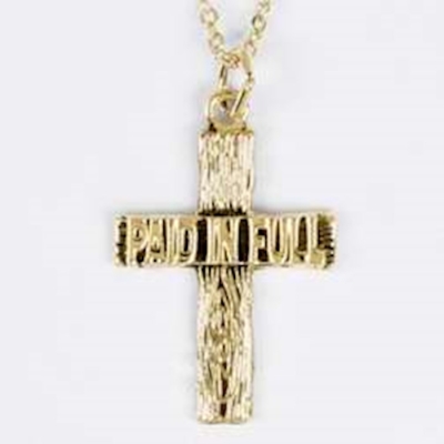 Necklace-Cross/Paid In Full w/18" Chain-Gold Plated | SHOPtheWORD