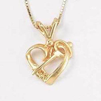 Necklace-Heart & Key/Wedlock w/18" Chain-14 Kt Gold | SHOPtheWORD