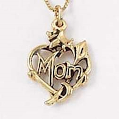 Necklace-Mom/Rose & Heart w/18" Chain-14Kt Gold | SHOPtheWORD