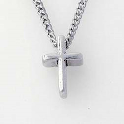 Necklace-Small Basic Cross w/18" Chain-Pewter | SHOPtheWORD