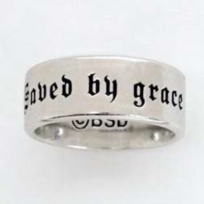 Ring-Saved By Grace (Ladies)-Medium-Pewter | SHOPtheWORD