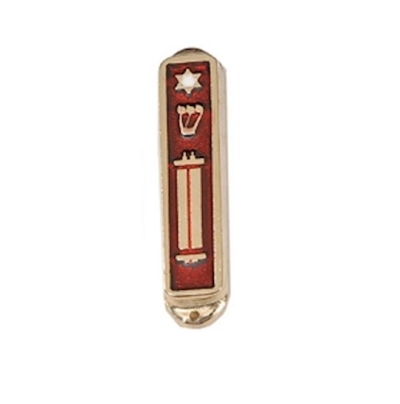 Mezuzah-Car-Shin Symbol (2")-Brass Enameled | SHOPtheWORD