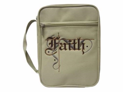 Bible Cover-Canvas-Faith-Tan/Multi-XLG | SHOPtheWORD