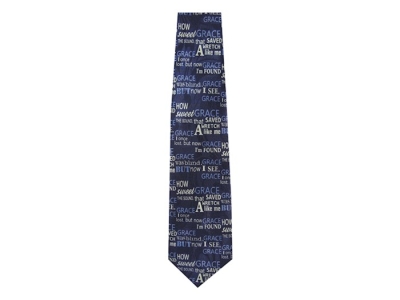 Tie-Amazing Grace-Polyester-Navy | SHOPtheWORD