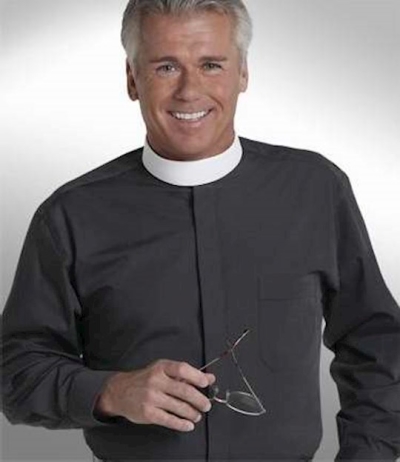 Clerical Shirt-Long Sleeve Banded Collar-19X36/37-Black | SHOPtheWORD