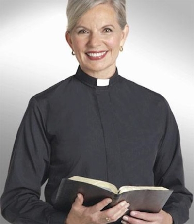 Clerical Shirt-Women-Long Sleeve Tab Collar-Size 8-Black | SHOPtheWORD