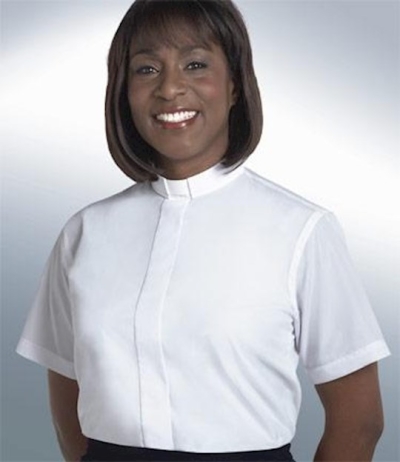 Clerical Shirt-Women-Short Sleeve Tab Collar-Size 8-White | SHOPtheWORD